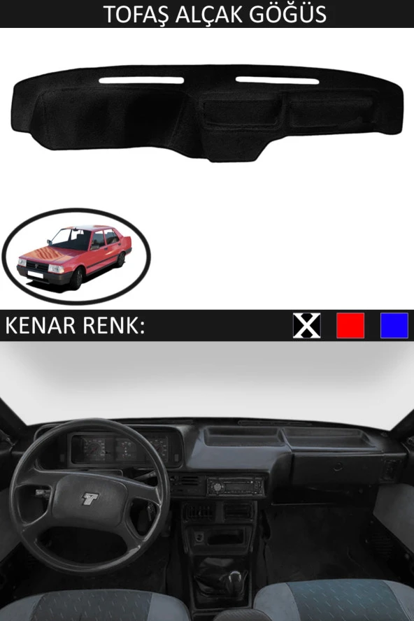 Tofaş Alçak Göğüs Için Uygun Torpido Koruma Halısı Siyah Kenar Renk Siyah ürün görseli