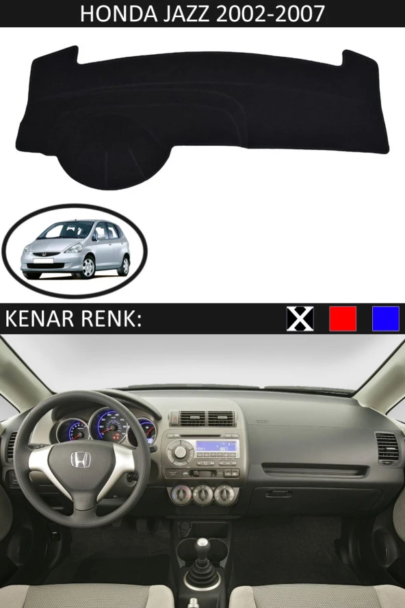 Honda Jazz 2002-2007 Için Uygun Torpido Koruma Halısı Siyah Kenar Renk Siyah ürün görseli
