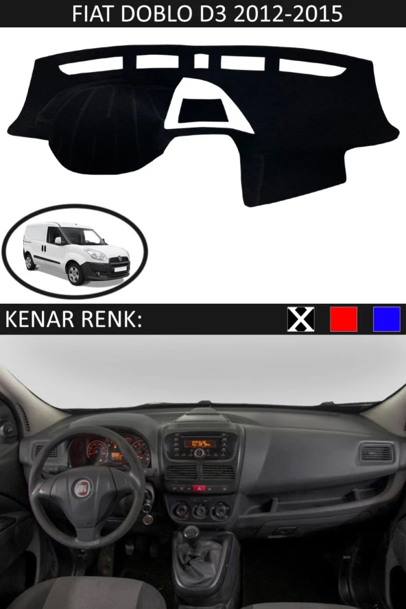 Fiat Doblo D3 2012-2015 Için Uygun Torpido Koruma Halısı Siyah Kenar Renk Siyah