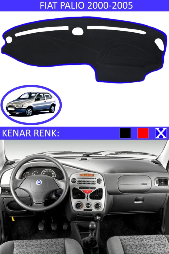 Fiat Palio 2000-2005 Için Uygun Torpido Koruma Halısı Siyah Kenar Renk Mavi