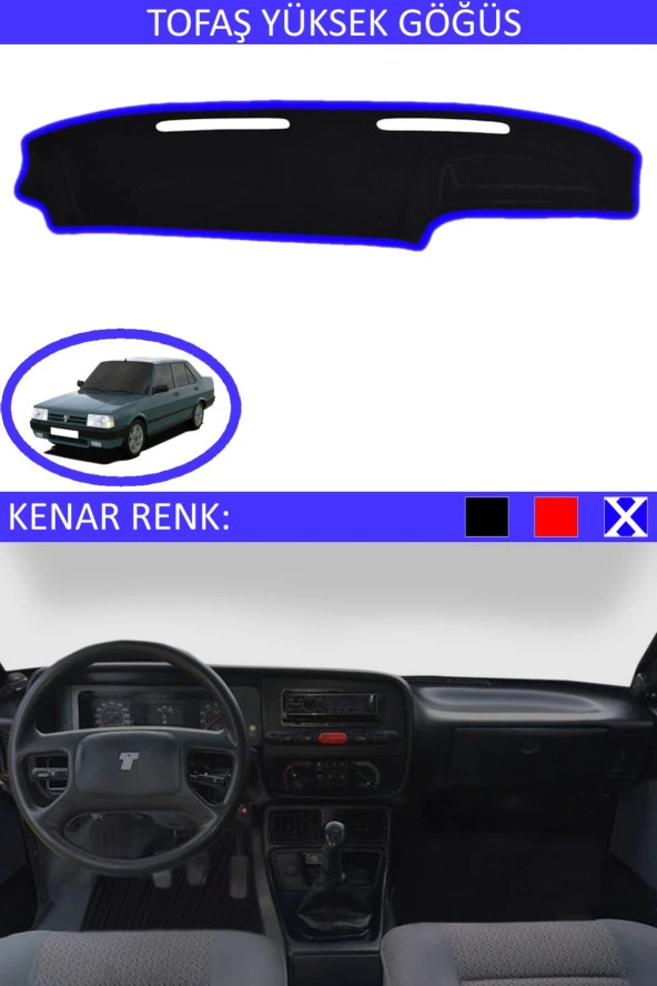 Tofaş Yüksek Göğüs Için Uygun Torpido Koruma Halısı Siyah Kenar Renk Mavi ürün görseli