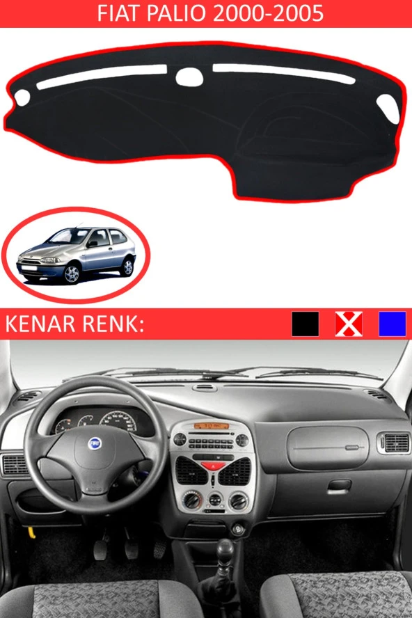 Fiat Palio 2000-2005 Için Uygun Torpido Koruma Halısı Siyah Kenar Renk Kırmızı