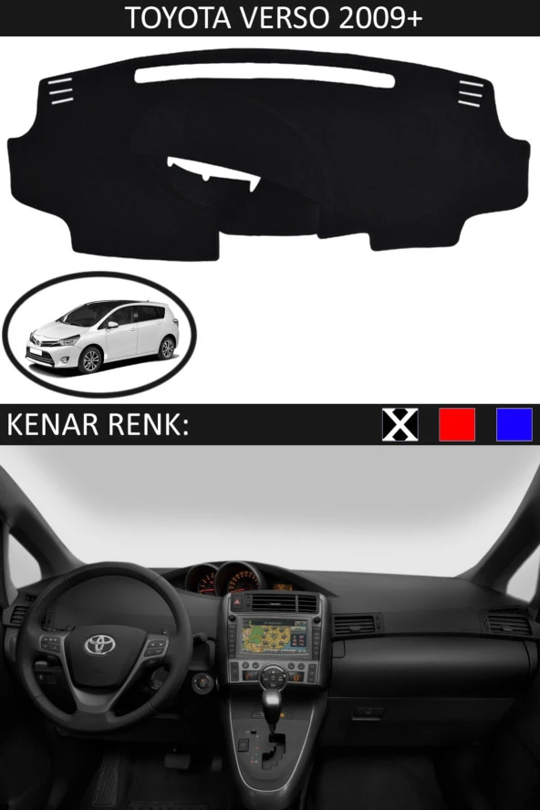 Toyota Verso 2009 + Için Uygun Torpido Koruma Halısı Siyah Kenar Renk Siyah ürün görseli