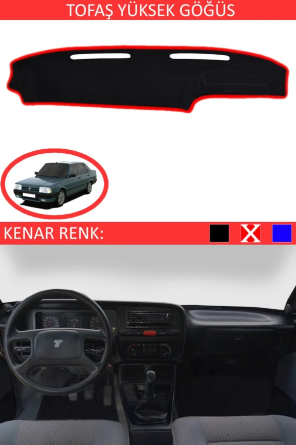 Tofaş Yüksek Göğüs Için Uygun Torpido Koruma Halısı Siyah Kenar Renk Kırmızı ürün görseli