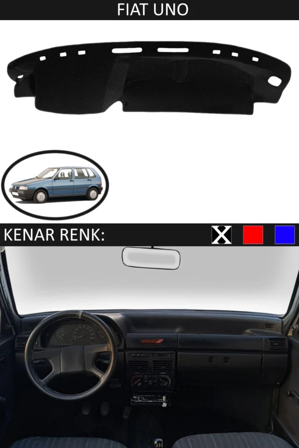 Fiat Uno Için Uygun Torpido Koruma Halısı Siyah Kenar Renk Siyah