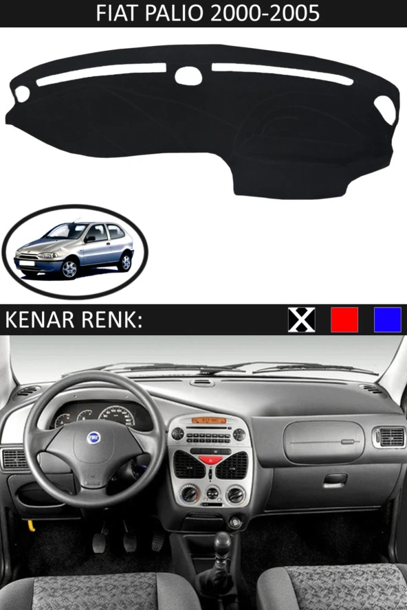 Fiat Palio 2000-2005 Için Uygun Torpido Koruma Halısı Siyah Kenar Renk Siyah