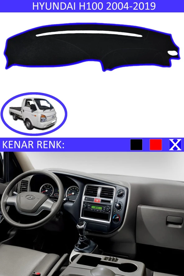 Hyundai H100 2004-2019 Için Uygun Torpido Koruma Halısı Siyah Kenar Renk Mavi ürün görseli