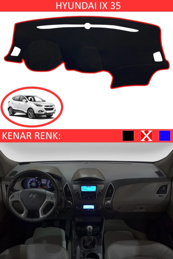 Hyundai Ix35 Için Uygun Torpido Koruma Halısı Siyah Kenar Renk Kırmızı ürün görseli