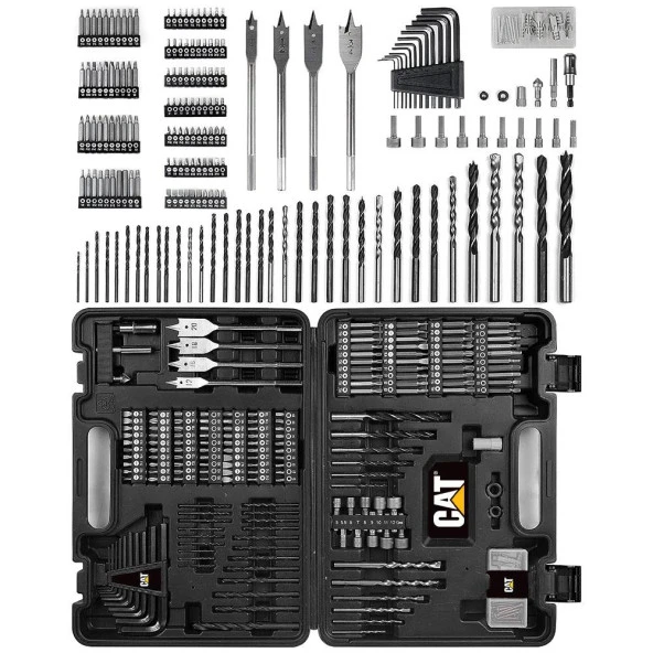 CAT DX12SET 18Volt/2.0Ah Li-ion Çift Akülü Kömürsüz Profesyonel Şarjlı Darbeli Matkap + DA01903 201 Parça Delme/Vidalama Uç Seti - 2