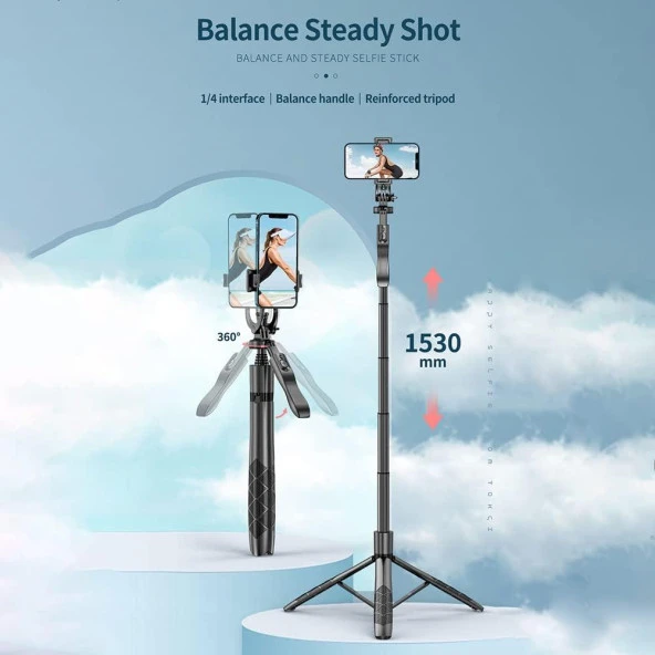Torima L16 Çok Amaçlı Tripod Selfie Kumandalı 153 Cm Anroid İos Go Pro Uyumlu - 3