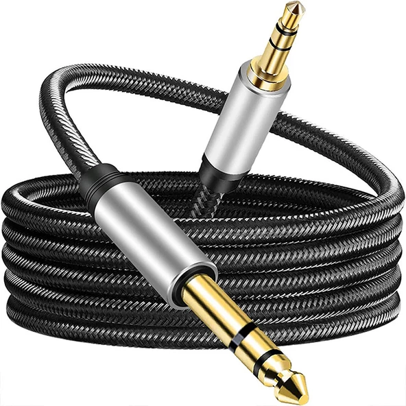 Bilgisayar anfi bağlantı kablosu 3,5mm -6,3mm stereo aux kablosu 5m - Resim 2
