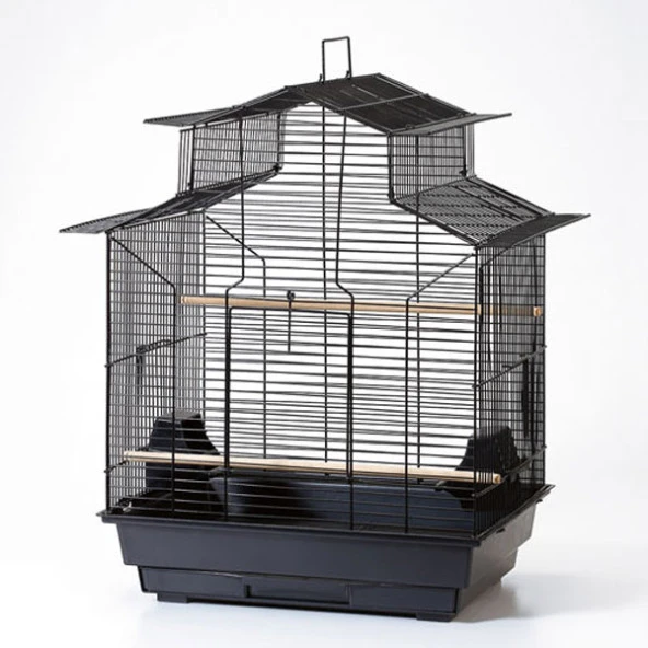 EuroGold Papağan Kafesi Çin Çatılı Siyah (47x36x62)