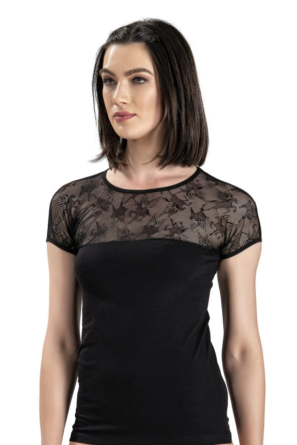 Jiber 537 Kadın Pamuklu Likralı Dantelli Yarım Kol Atlet - 3