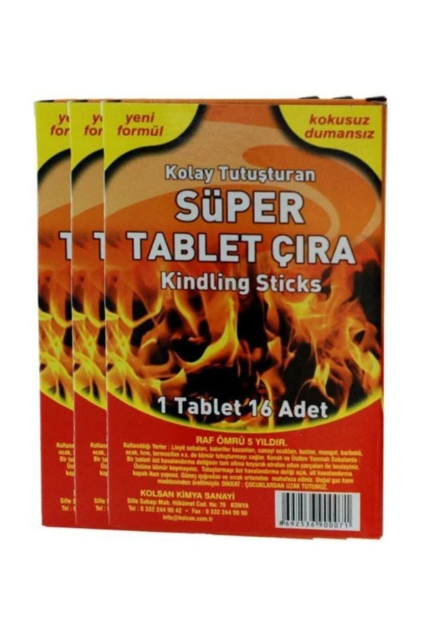 Süper Tablet Çıra 1 Tablet 16 Adet - Mangal Soba Tutuşturucu
