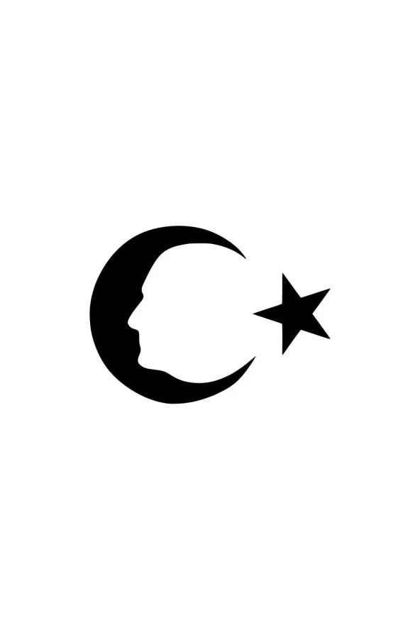 Ay Yıldız Atatürk Silüet - Araç, Oto, Laptop, Duvar Uyumlu Sticker 30*21 Cm