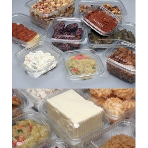 Plastik Saklama Kabı 2000 gr 100'lü Kapaklı Sızdırmaz Kap Şeffaf Kullan At Kase - 3