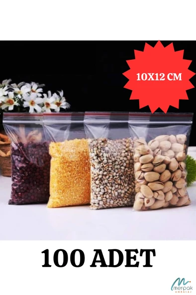 Kilitli Torba 10x12 Cm 100'lü Kilitli Buzdolabı Poşeti Şeffaf Kilitli Poşet Kilitli Saklama Poşeti