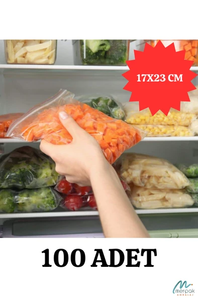 Kilitli Torba 17x23 Cm 100'lü Kilitli Buzdolabı Poşeti Şeffaf Kilitli Poşet Kilitli Saklama Poşeti