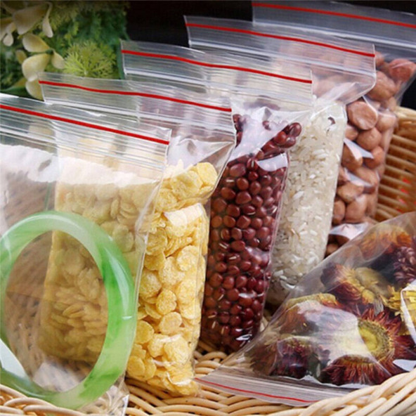 Kilitli Torba 21x27 Cm 100'lü Kilitli Buzdolabı Poşeti Şeffaf Kilitli Poşet Kilitli Saklama Poşeti - 4