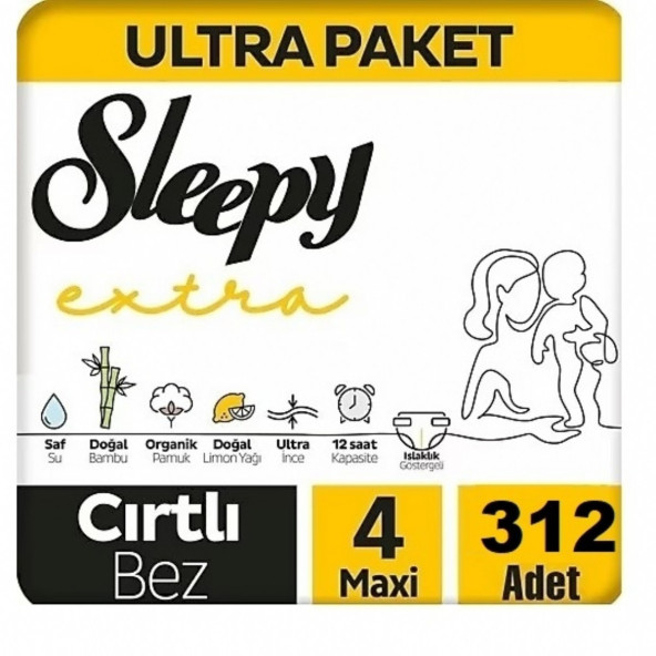 Sleepy Extra Günlük Aktivite 4 Numara Maxi 312'li Bebek Bezi