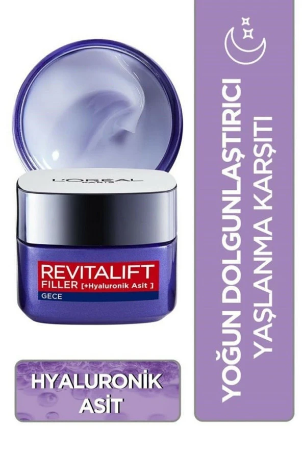 Loreal Paris Revitalift Filler Hyaluronik Asit Yoğun Dolgunlaştırıcı 50 ml Yaşlanma Karşıtı Gece Kremi