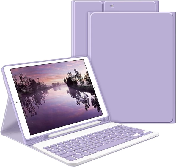 Samsung Galaxy Tab S7 FE S7 Plus S8 Plus 12.4" Kılıf Kablosuz Klavyeli Kılıf Mobax X800 T730 T970 - 6