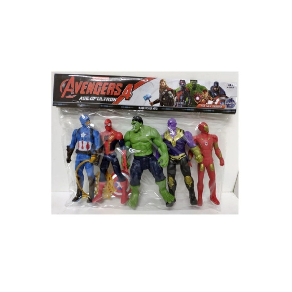 AVENGERS 5'li Figür Oyuncak Set Thanos - Örümcek Adam - Ironman - Hulk - Kaptan Amerika 12 Cm - 2