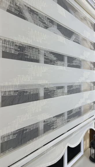 StorBurada Zebra Stor Nakışlı Ekru Etek Dilimli ST 124  Ekru 120 x 200 - Resim 5