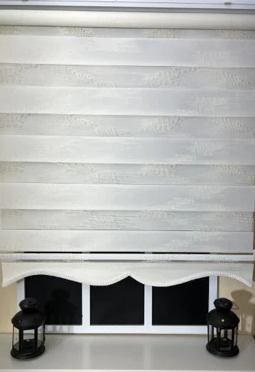 StorBurada Zebra Stor Nakışlı Ekru Etek Dilimli ST 124  Ekru 160 x 200 - Resim 4