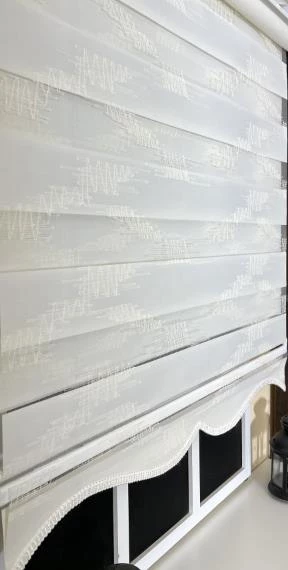 StorBurada Zebra Stor Nakışlı Ekru Etek Dilimli ST 124  Ekru 190 x 260 - Resim 6