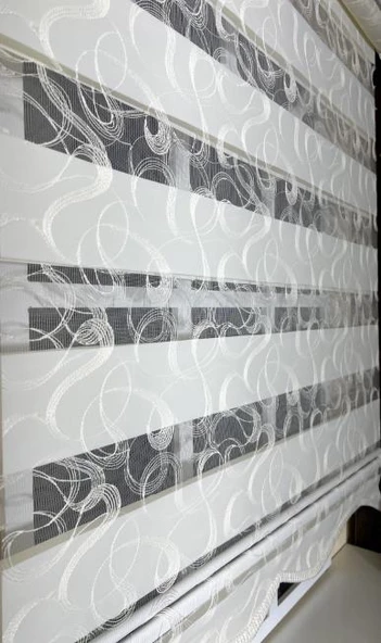 Zebra Stor Nakışlı Ekru Etek Dilimli ST 125  Ekru 80 x 200