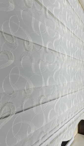 StorBurada Zebra Stor Nakışlı Ekru Etek Dilimli ST 125  Ekru 90 x 200 - Resim 5