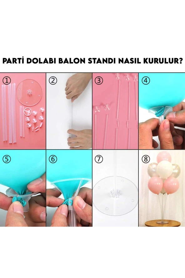 2 Adet Balon Süsleme Standı 7li Çubuklu Ikili Set Ayaklı Stand - 3