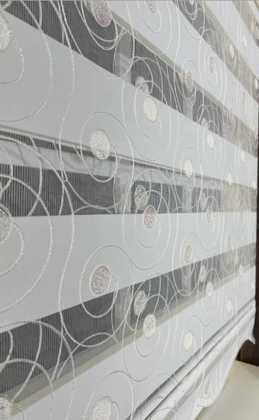 Zebra Stor Nakışlı Ekru Etek Dilimli ST 126  Ekru 140 x 260 - 6