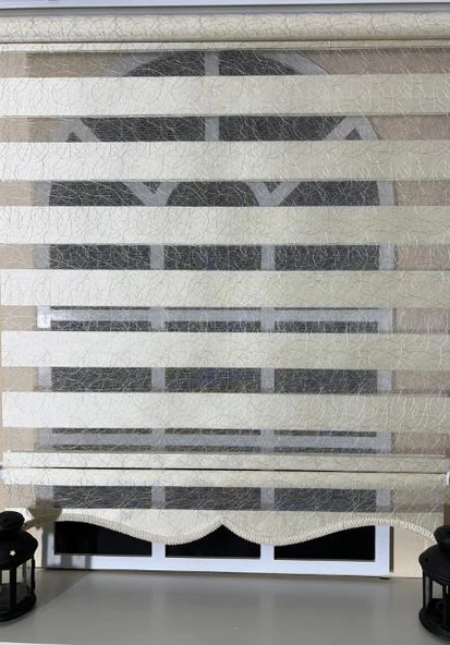 Zebra Stor Nakışlı Krem Etek Dilimli ST 127  Krem 130 x 200 - 3
