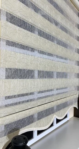 Zebra Stor Nakışlı Krem Etek Dilimli ST 127  Krem 180 x 200 - 6