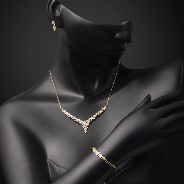 Baget Tasarım 14 Ayar Altın Nişan Seti - Resim 4