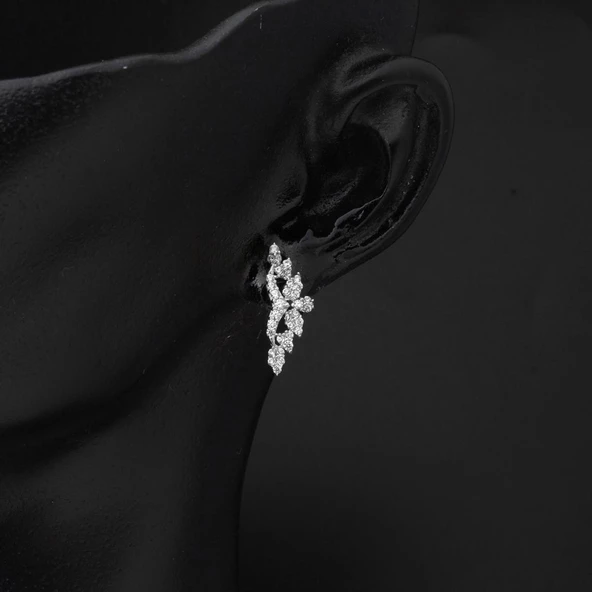 14 Ayar Damla Tasarım Beyaz Altın Nişan Seti - Resim 6