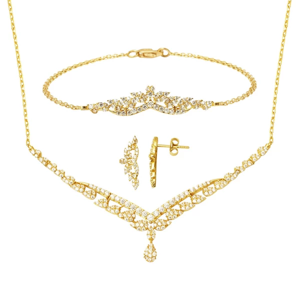 14 Ayar Damla Tasarım Altın Üçlü Söz Seti ürün görseli 1