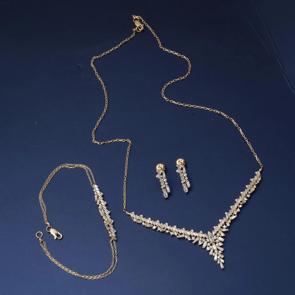 Baget Tasarım 14 Ayar Altın Nişan Seti - Resim 2