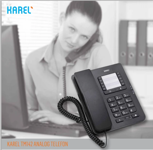 Karel TM142 Hafızalı Masaüstü Kablolu Telefon Siyah