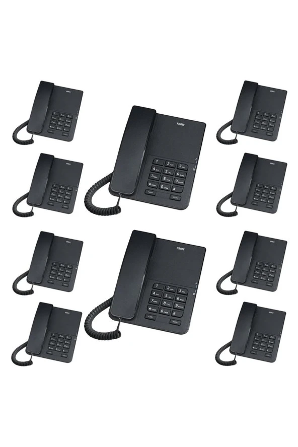Karel TM140 Siyah Ekranlı Masaüstü Kablolu Telefon 10'li Fırsat Paketi