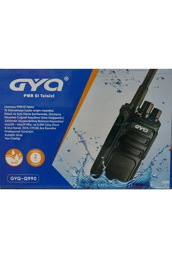 GYQ Q990 Pmr El Telsizi 15 Km IP67 Su Geçirmez (Tekli Paket)