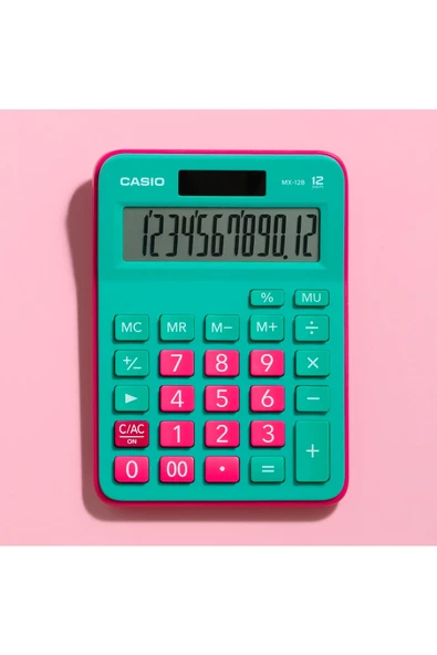 Casio MX-12B-GNRD Yeşil-Pembe 12 Haneli Masaüstü Hesap Makinesi