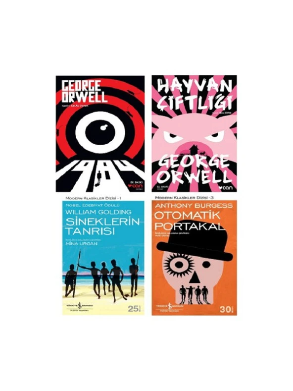 1984 - Hayvan Çiftliği - Sineklerin Tanrısı - Otomatik Portakal | 4 Kitap Set