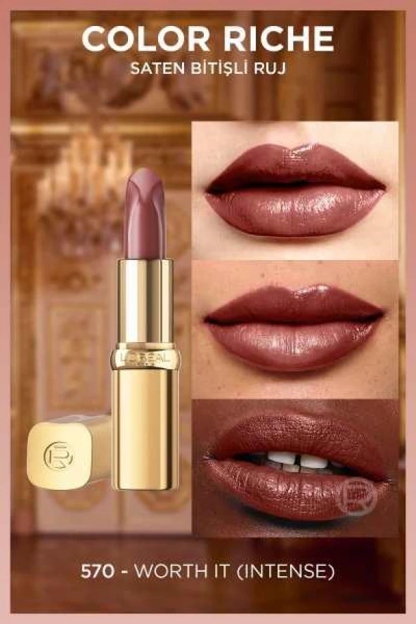 L'Oréal Paris Color Riche Saten Bitişli Ruj - 570 Worth It - 5