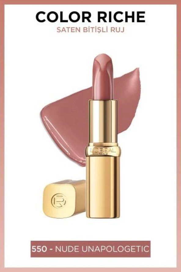 L'Oréal Paris Color Riche Saten Bitişli Ruj - 550 Nude Unapologetic - 2