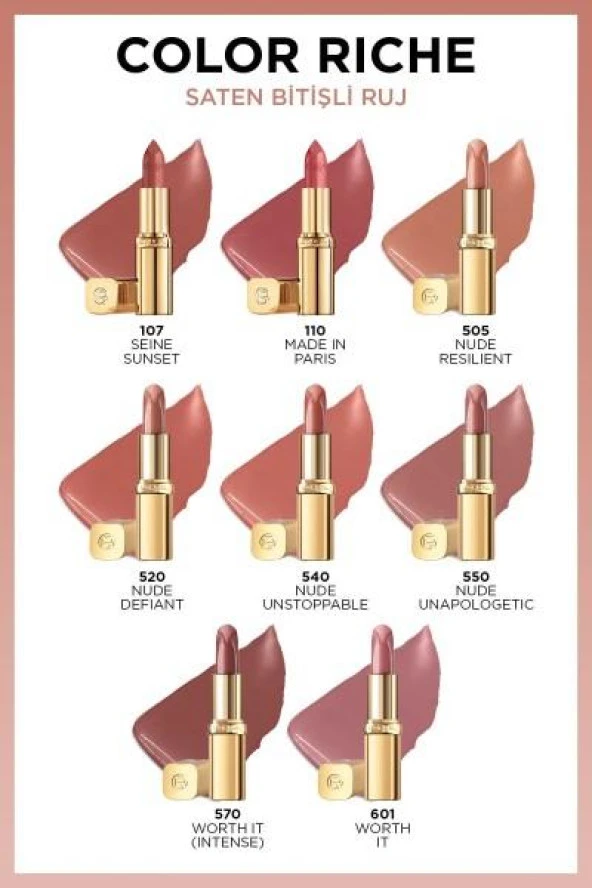 L'Oréal Paris Color Riche Saten Bitişli Ruj - 505 Nude Resilient - 7