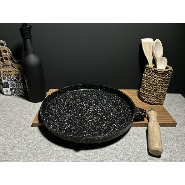 Tek Taraflı Granit Döküm Gözleme Ve Izgara Tava 35 Cm Derin - 3
