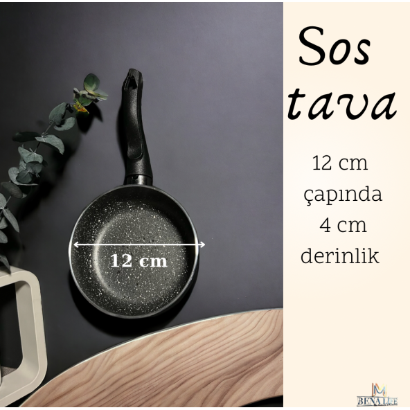 Sos Tavası 12 Cm Sosluk Mama Tavası Granit Tava Yanmaz Yapışmaz - 3